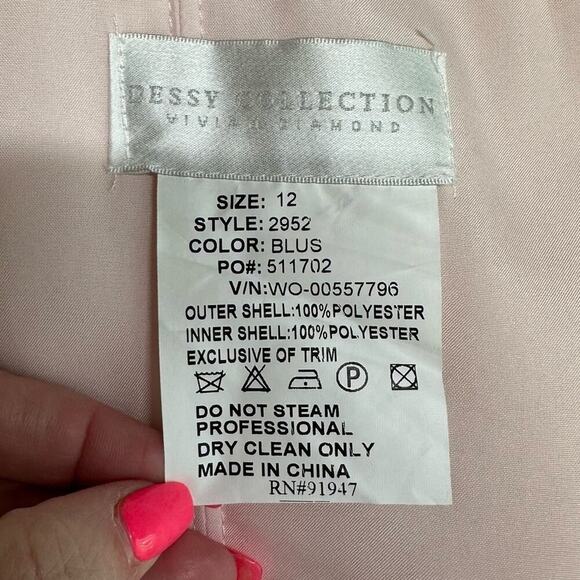 NWT | Dessy Collection | Florentine Lace Strapless Maxi | Blush | Size 12 - Picture 9 of 15